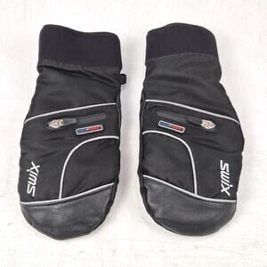 Swix Aqua Vent Ski Gloves Mittens Size Adult M Black Zipper Fleece Lined